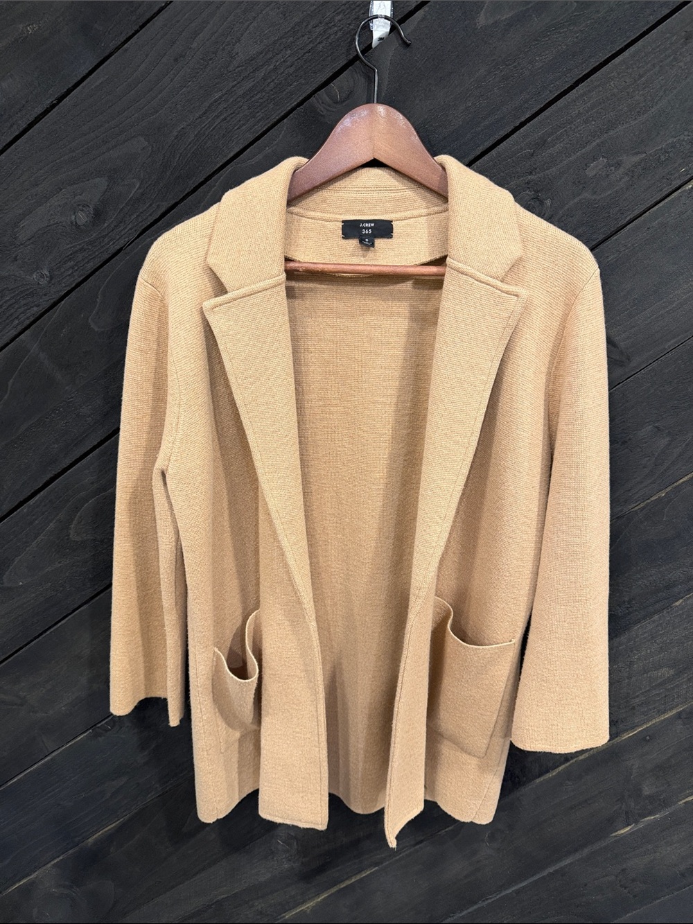 J. Crew Camel Open-Front Knit Cardigan